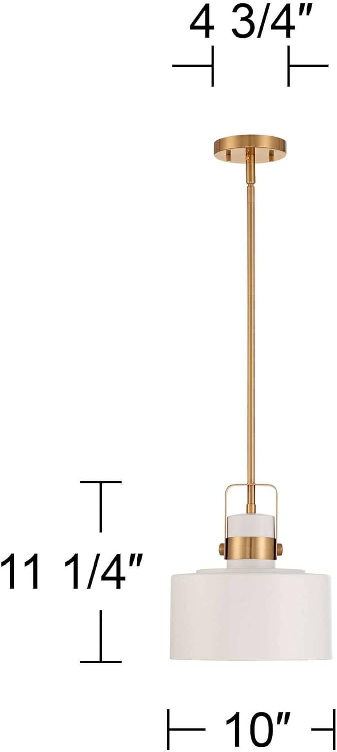 Soft Gold and Matte White Mini Drum Pendant Light