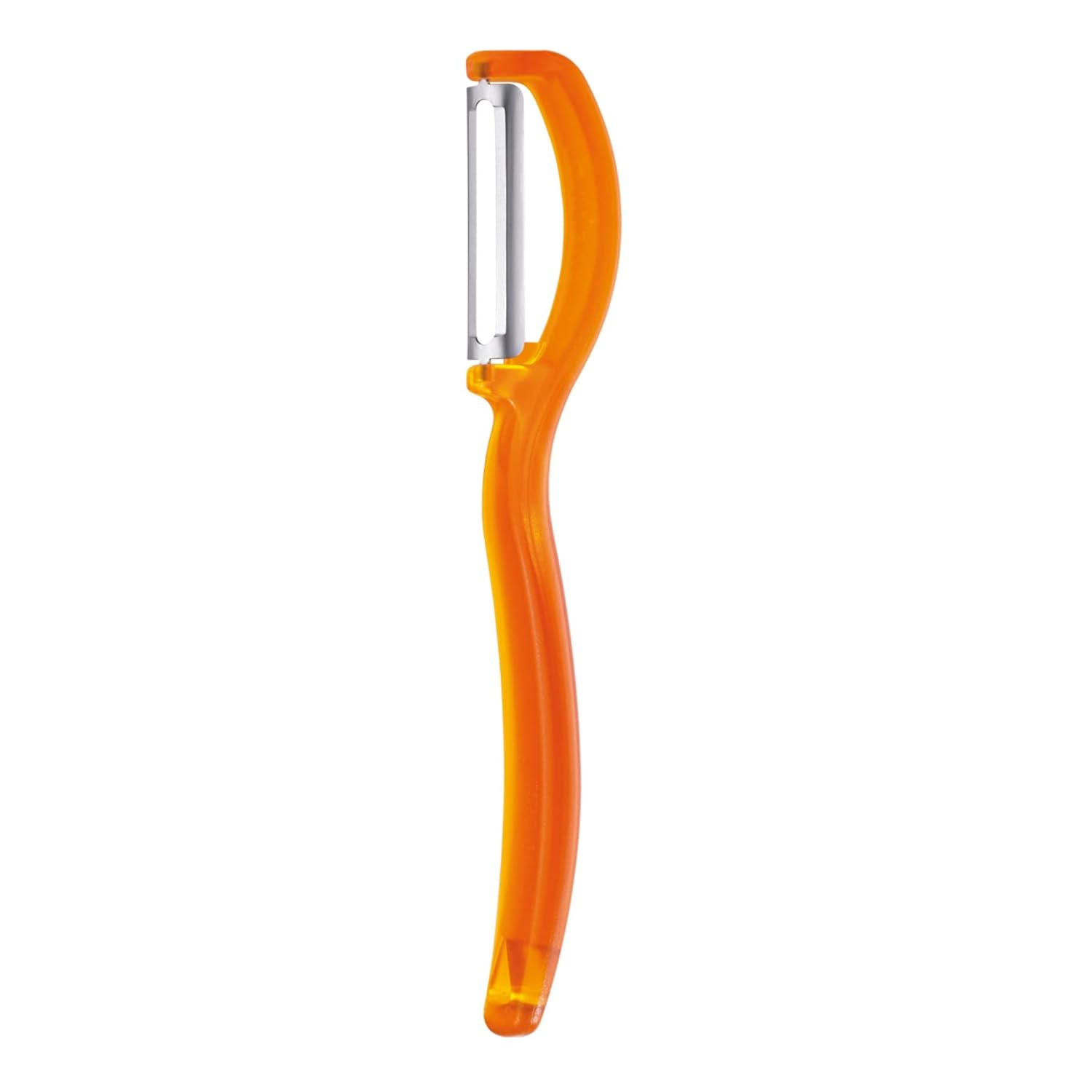 triangle Swivel Peeler, Orange - Stainless Steel Straight Twin Blade - Peels Hard-Skinned Fruits & Vegetables - Lightweight Handle - Dishwasher Safe - Made in Germany
