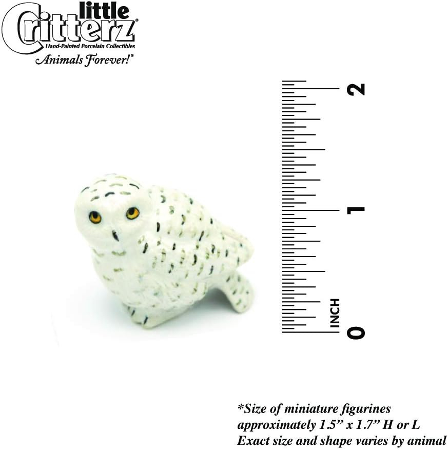 Little Critterz White Snowy Owl "Ghost" Hand-painted - Home Decor Bird Birthday Gift Decorative Figurine - Miniature Porcelain Figurine