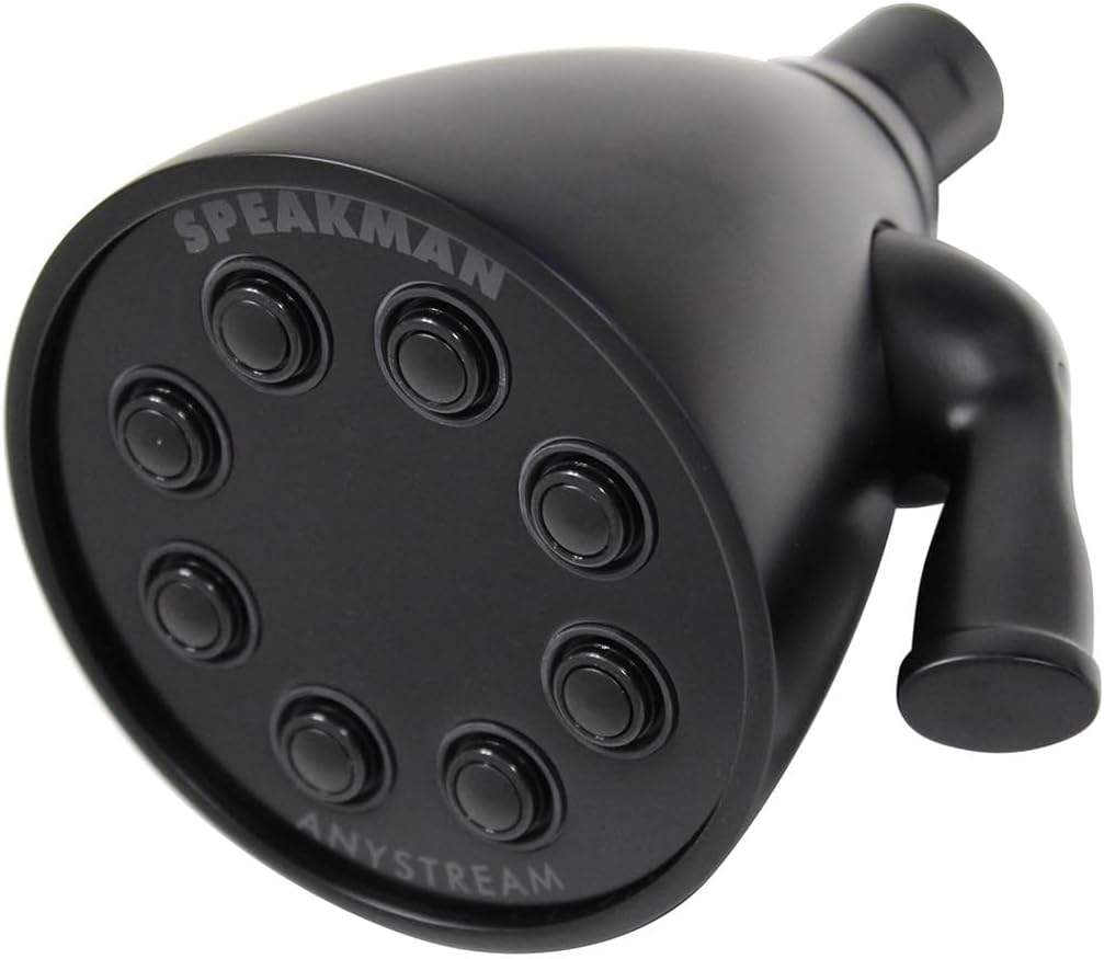 Speakman S-2251-MB Signature Icon Anystream High Pressure Adjustable Solid Brass Shower Head, 2.5 GPM, Matte Black
