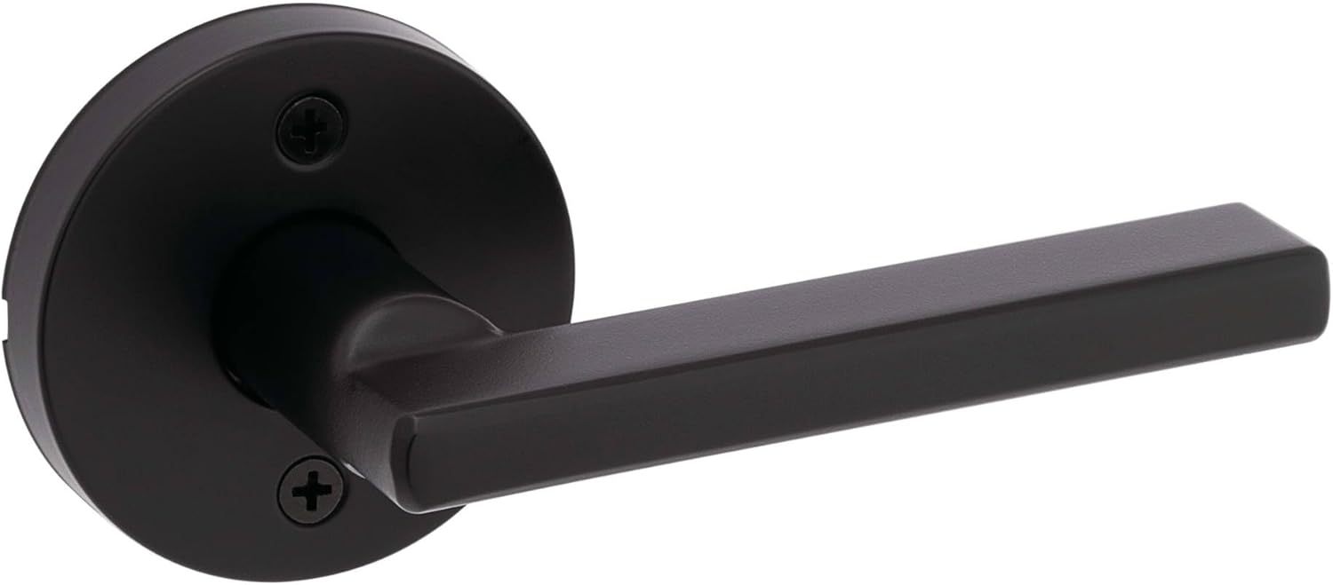 Iron Black Reversible Lever Door Handle with Round Rose