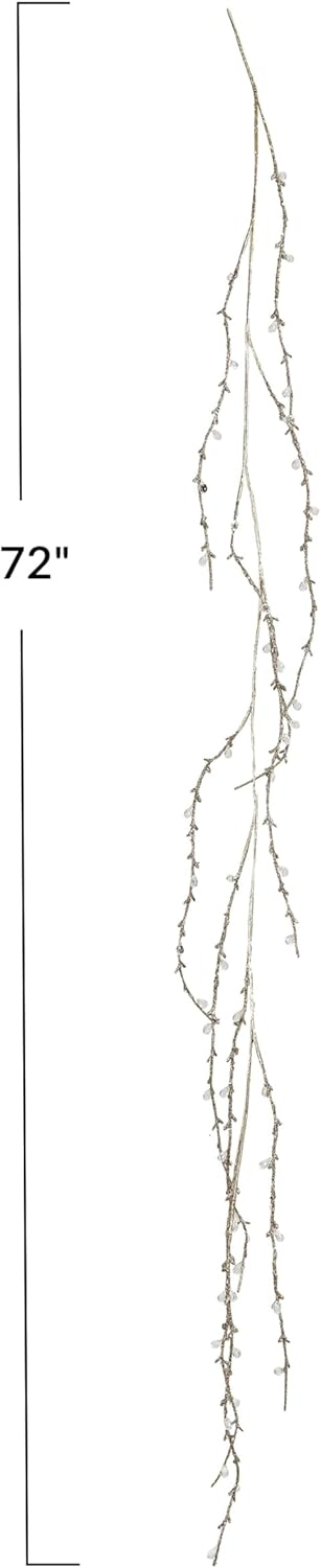 Creative Co-Op Faux Twig Garland with Acrylic Jewels and Glitter, Gold Finish