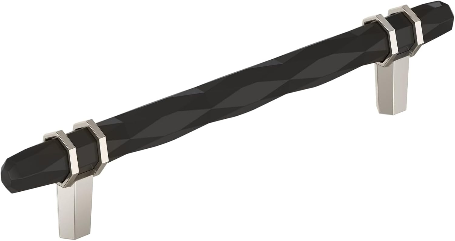 Amerock London 6-5/16 inch (160mm) Center-to-Center Black Bronze/Polished Nickel Cabinet Pull