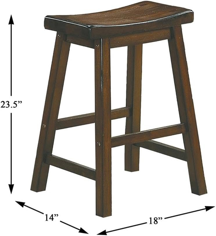 Cherry Wood Backless Saddle Style Counter Stools, Set of 2