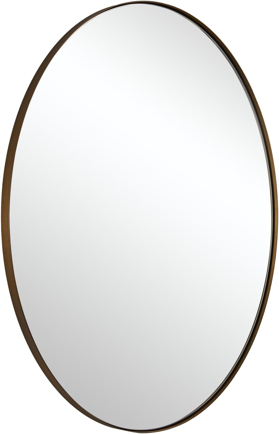ANDY STAR Modern Decorative 22 x 30 Inch Oval Wall Mounted Hanging Bathroom Vanity Mirror with Stainless Steel Metal Frame, Brushed Bronze
