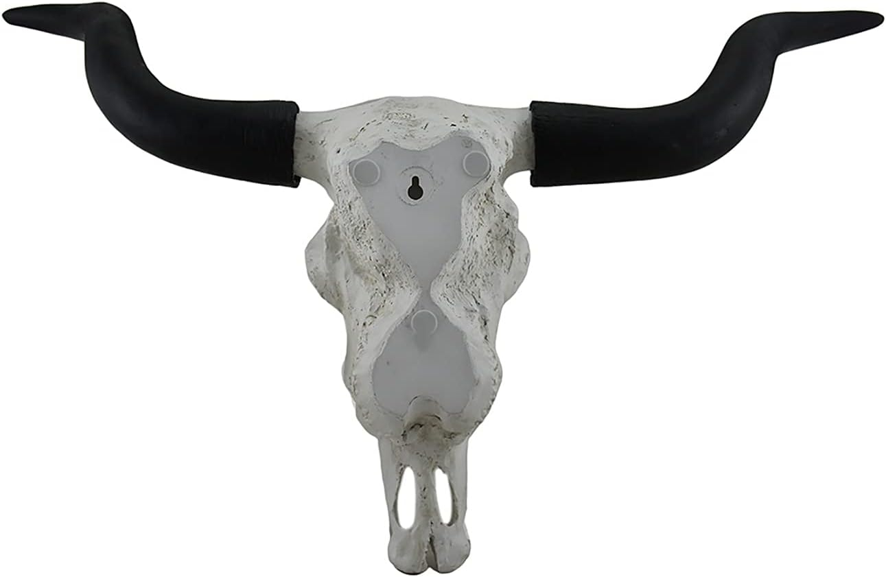 Black and White Resin Longhorn Steer Skull Wall Decor
