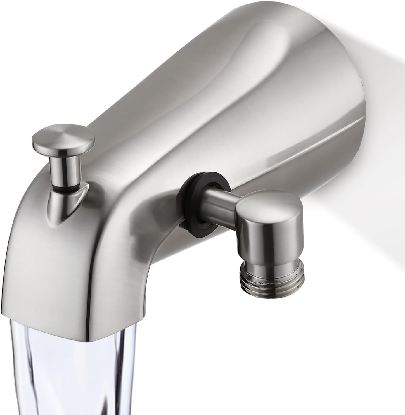All Metal Tub Spout with Diverter Brushed Nickel, Fits 1/2” or 3/4" Threaded Pipes, Bathtub Faucet with Shower Diverter for Convenient Water Control
