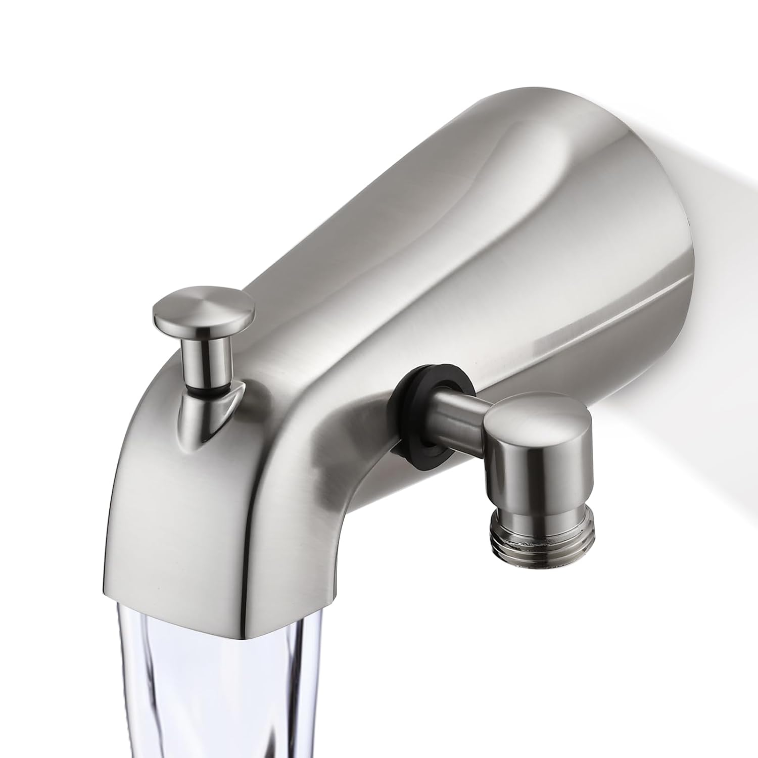 All Metal Tub Spout with Diverter Brushed Nickel, Fits 1/2” or 3/4" Threaded Pipes, Bathtub Faucet with Shower Diverter for Convenient Water Control