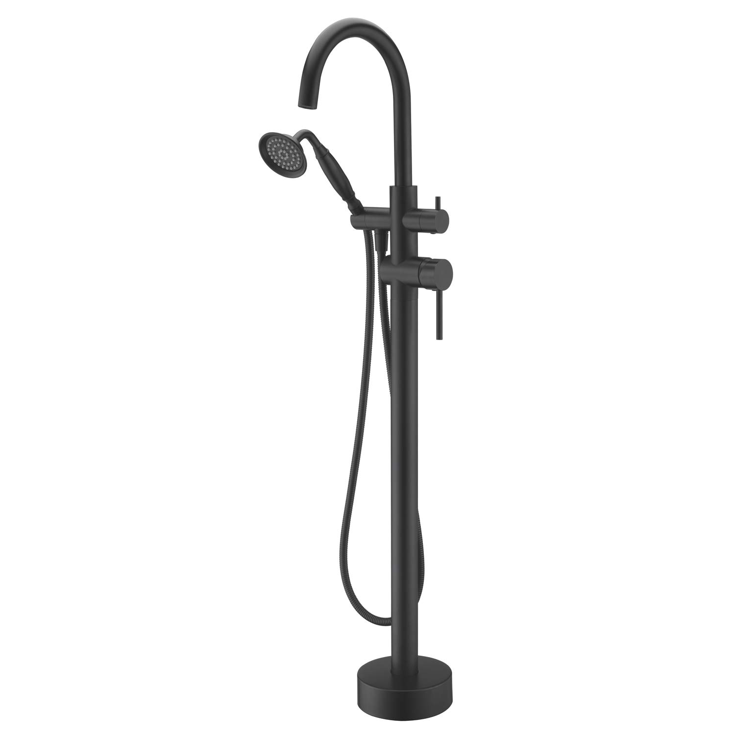 Tub Filler Freestanding Bathtub Faucet Black Floor Mounted Brass Bathroom Tub Faucets with Hand Shower