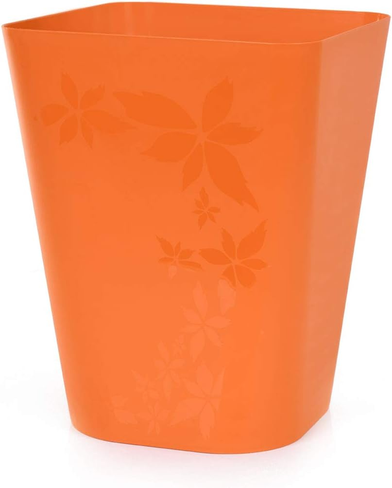 Orange Plastic Rectangular Kitchen Trash Bins, 12 Liter