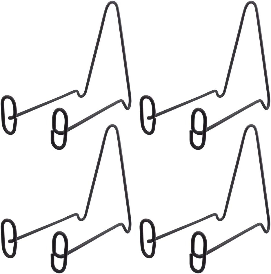 MOCOUM 4 Pack Display Stand Easel Iron Bowl Stands for Display Large Deep Bowls, Platters and Deep Dishes (Black, 7 inch, 4 pack)