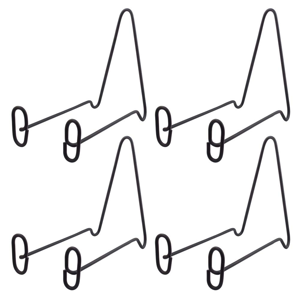 MOCOUM 4 Pack Display Stand Easel Iron Bowl Stands for Display Large Deep Bowls, Platters and Deep Dishes (Black, 7 inch, 4 pack)