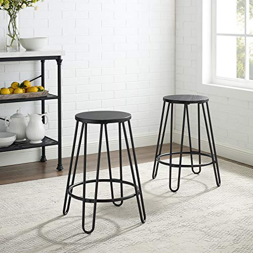 Crosley Furniture Ava Hairpin 24" Counter Stool, Set of 2, Black