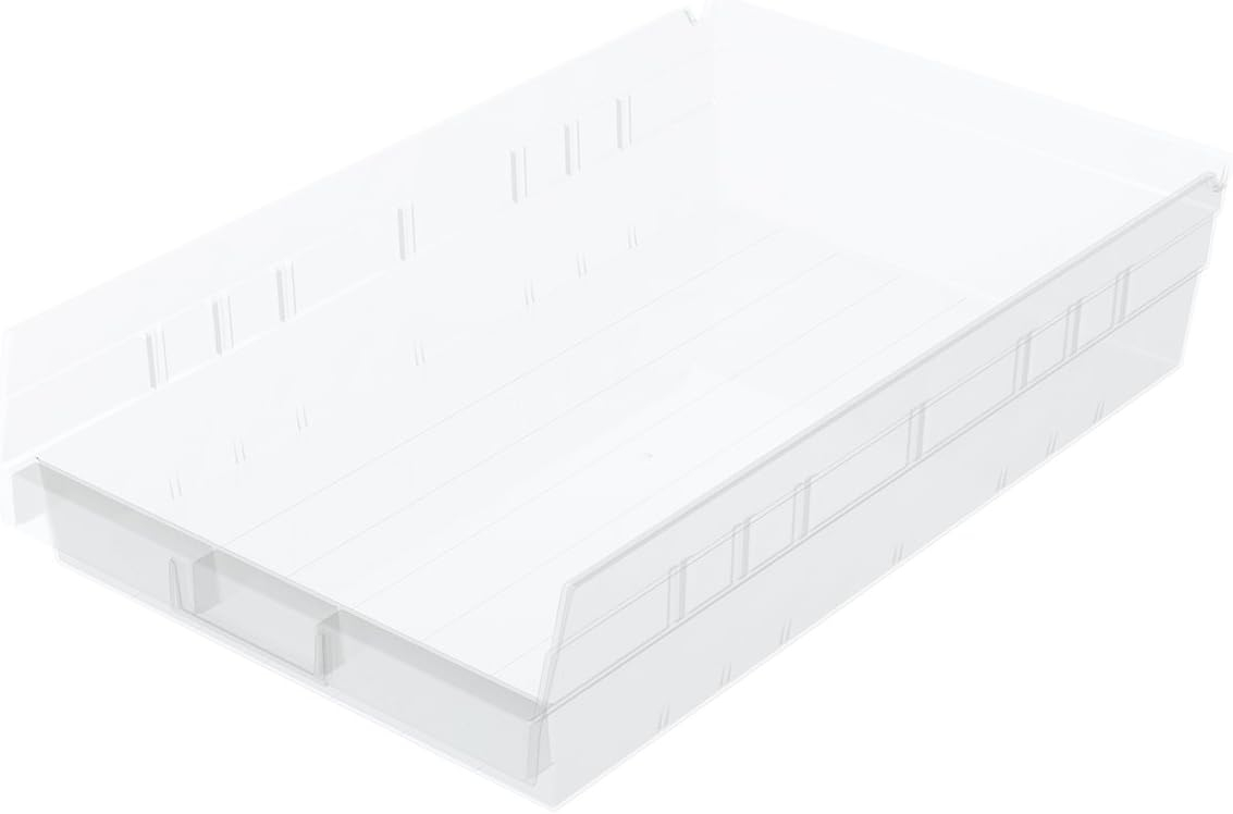 Clear Plastic Nesting Storage Shelf Bin, 18-inch x 11-inch