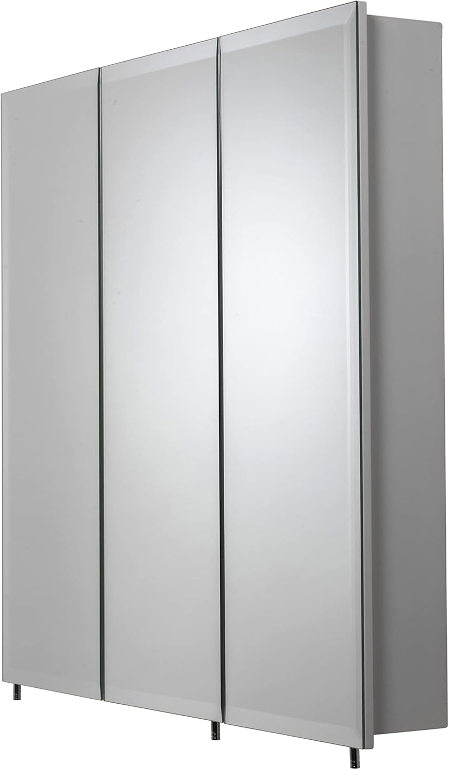 Croydex Wellington Double Door Aluminium Bathroom Medicine Cabinet in White (24x24in)