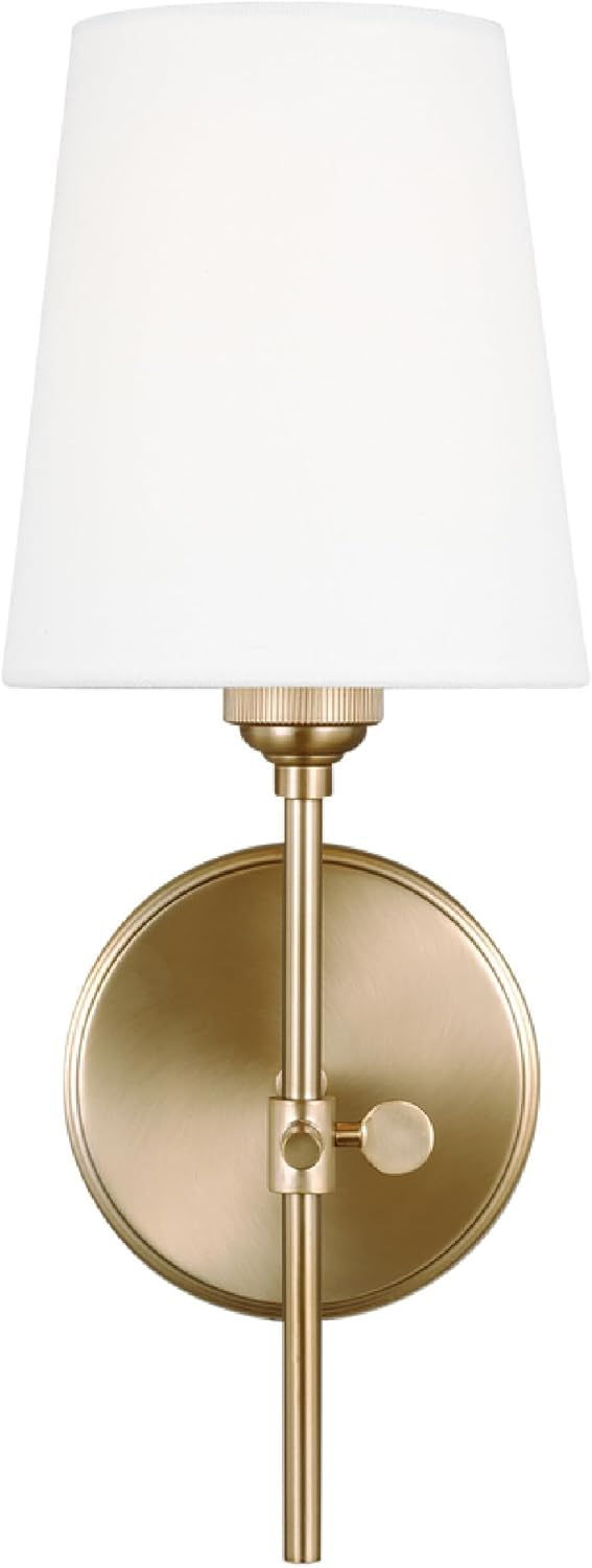Generation Lighting 1-Light Baker Bath Fixture Wall Lamp Satin Brass 4187201-848 | Bathroom Light Fixture for Home Decor | Wall Sconce Vanity Light Fixture and Bathroom Accessory