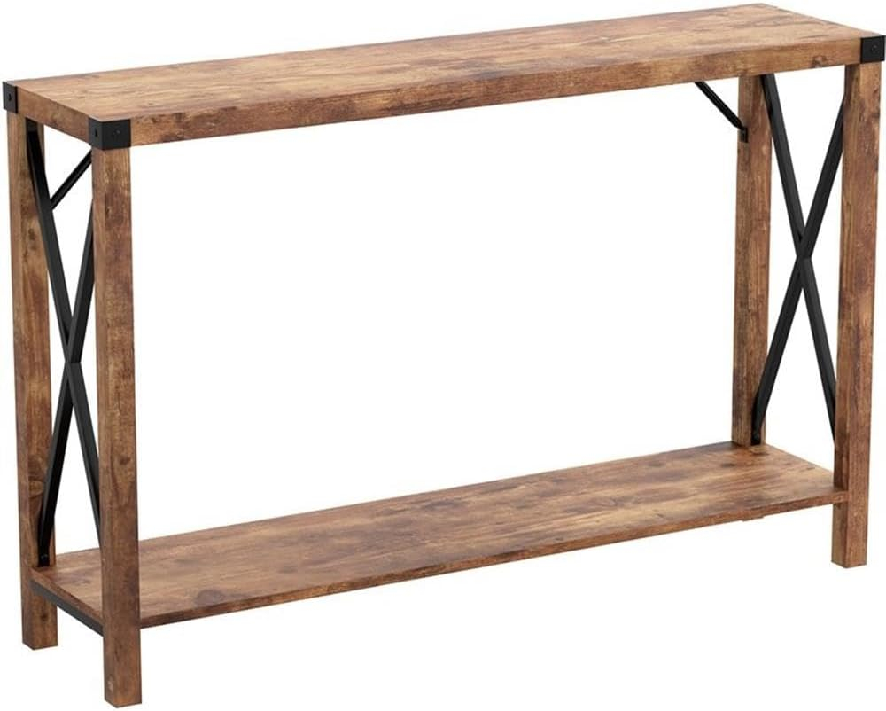 Safdie & Co. 46"L 1-Shelf Metal Sides Console Table in Brown Reclaimed Wood
