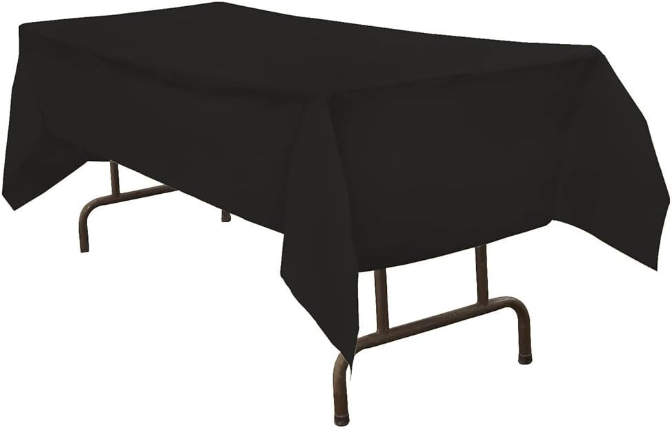JAM Paper Plastic Table Cover, Black Tablecloth, 1/Pack