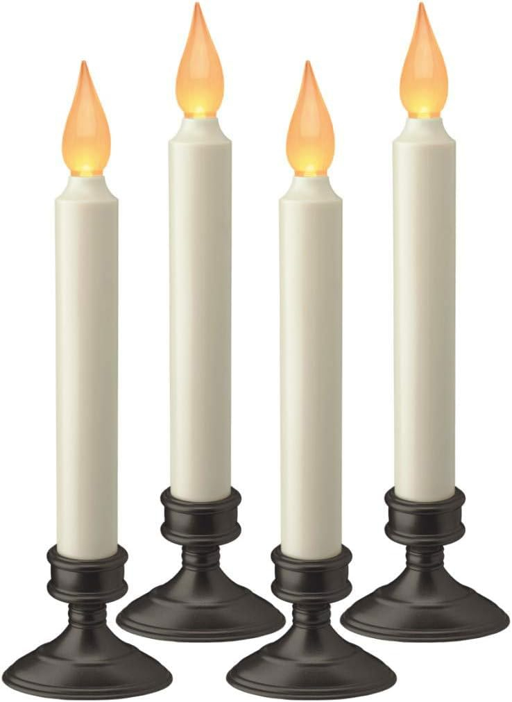 Xodus Innovations Battery Operated LED Window Candle, Dusk to Dawn Light Sensor, Aged Bronze Base, Amber Flicker Flame (4 Pack)