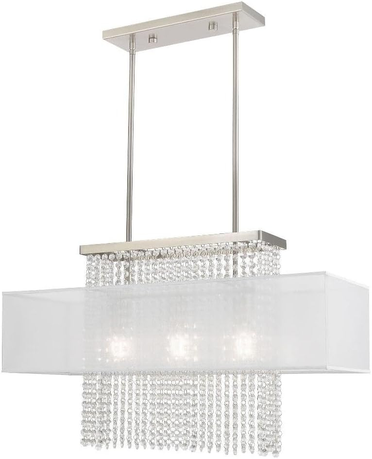 Bella Vista Brushed Nickel 3-Light Crystal Chandelier