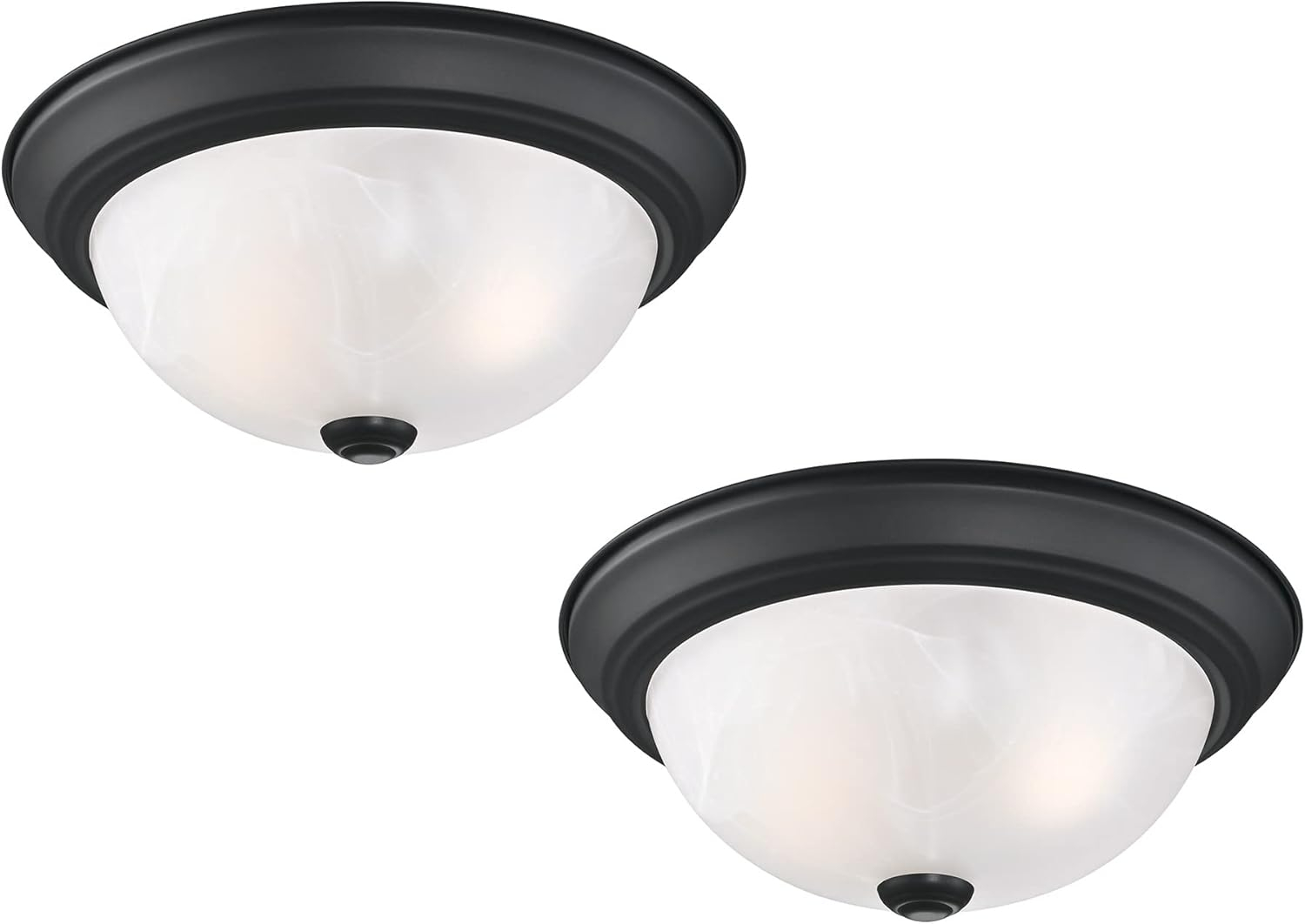 Design House 588251 Traditional 2 Pack 2-Light Indoor Dimmable Ceiling Light with Alabaster Glass for Bedroom Hallway Kitchen Dining Room, Matte Black