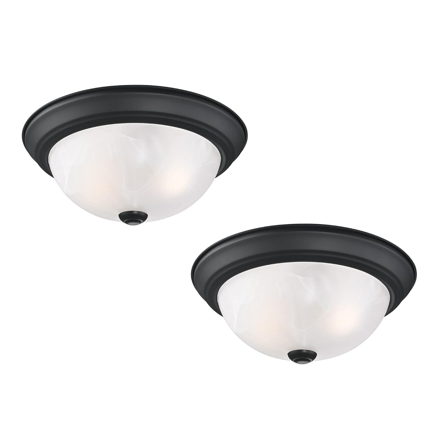 Design House 588251 Traditional 2 Pack 2-Light Indoor Dimmable Ceiling Light with Alabaster Glass for Bedroom Hallway Kitchen Dining Room, Matte Black