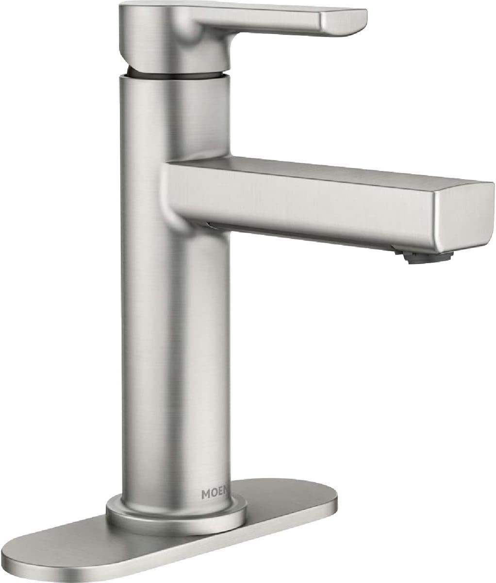Moen Rinza 1-Handle Lever Centerset Bathroom Faucet, Spot Resist Brushed Nickel