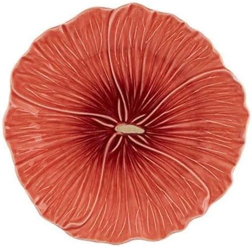 Pink Ceramic Floral Round Dessert Plates, Set of 4