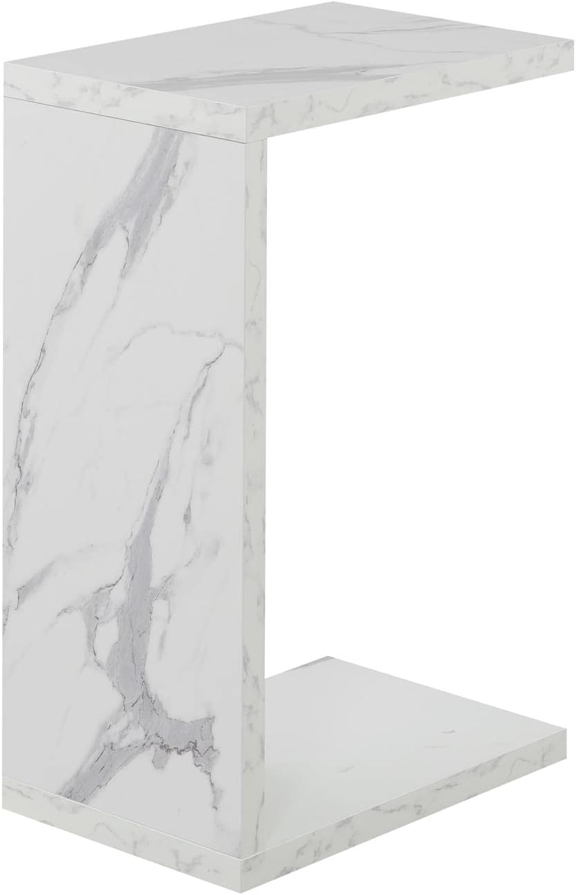 Convenience Concepts Northfield Admiral C End Table, White Faux Marble
