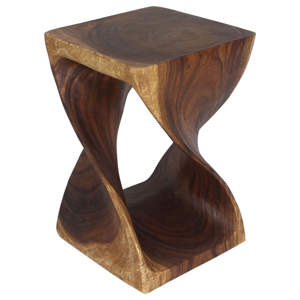 Haussmann® Wood Twist End Table 15 x 15 x 23 inch High Walnut Oil