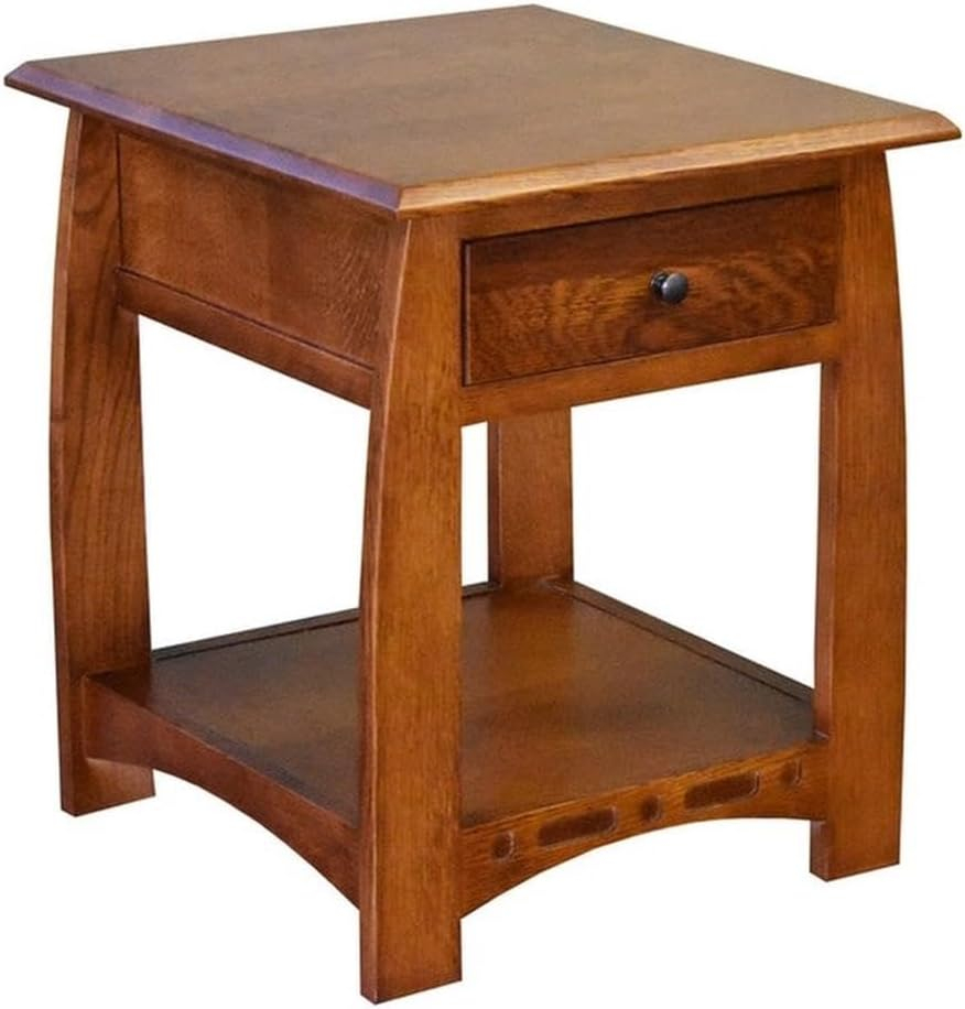 Mission Quarter Sawn White Oak 1 Drawer Inlay End Table