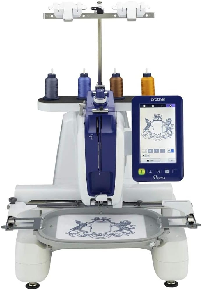 Brother Persona PRS100 Single Needle Embroidery Machine, 63-Piece Thread Set, 20 Bobbins, 100-Piece 75/11 Embroidery Needles, Stabilizer Roll