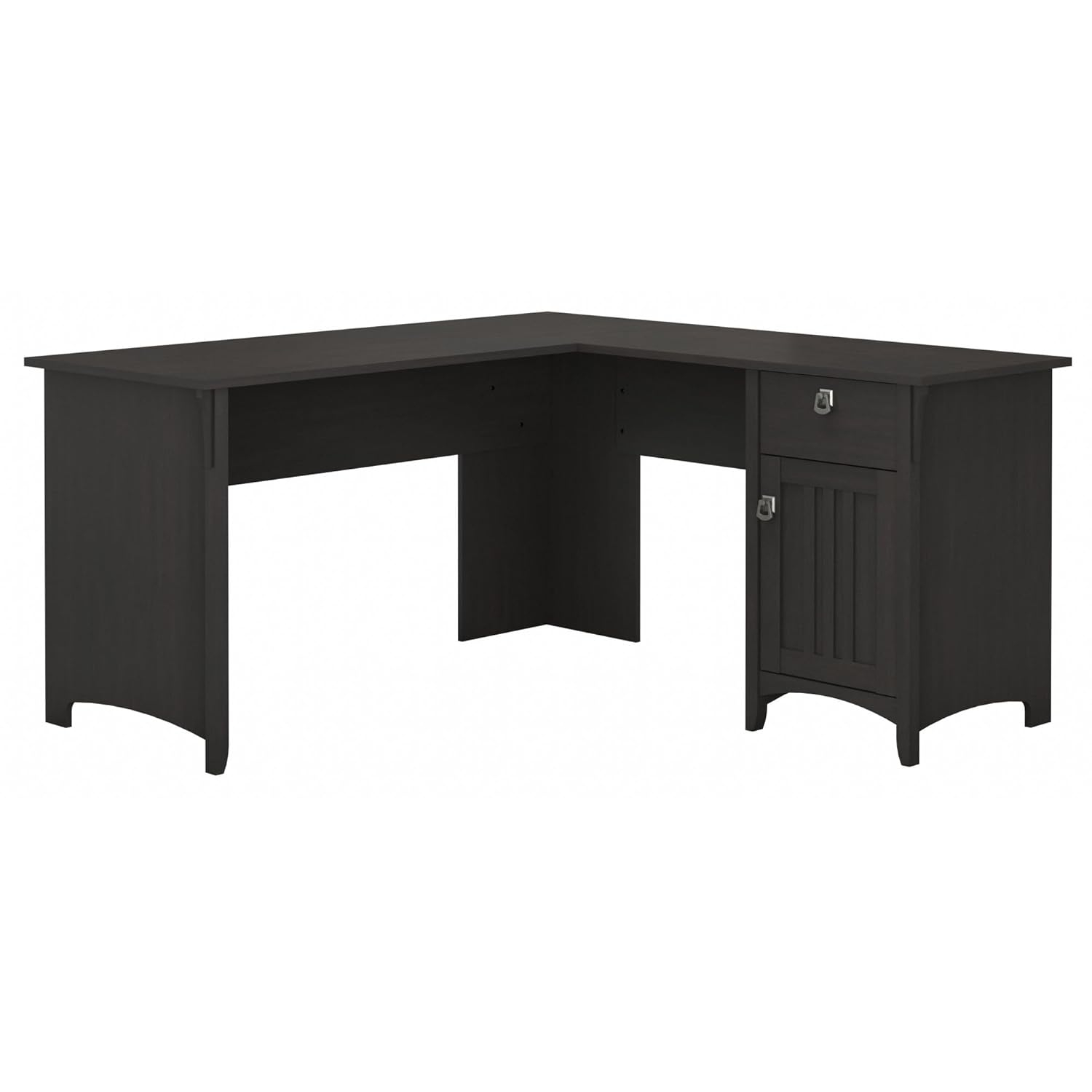 Bush Furniture Salinas 60" L Shaped Desk with Storage, Vintage Black