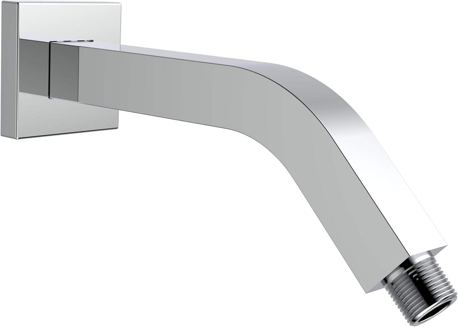 Aquaiaw Square Shower Arm and Anti-Scratch O-Ring Flange, 8 inch, Heavy-Duty Solid Brass, Both Soldered 1/2-14 NPT Tapered Threads, Wall Mount Shower Head Extension Arm (Polished Chrome)