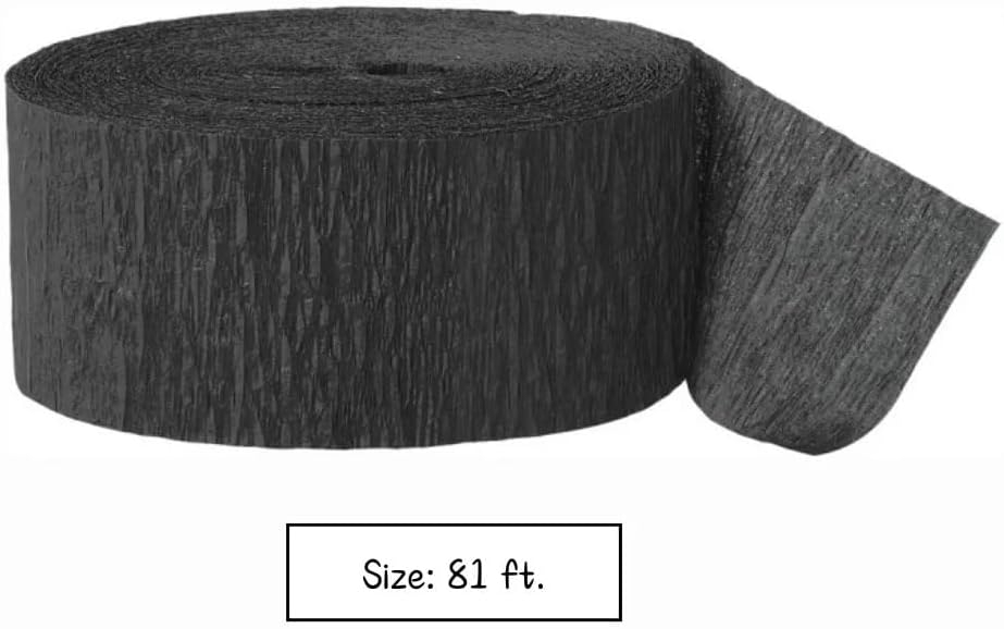 Unique Industries Black Solid Print Birthday Party Streamers, 1.75"x 81'
