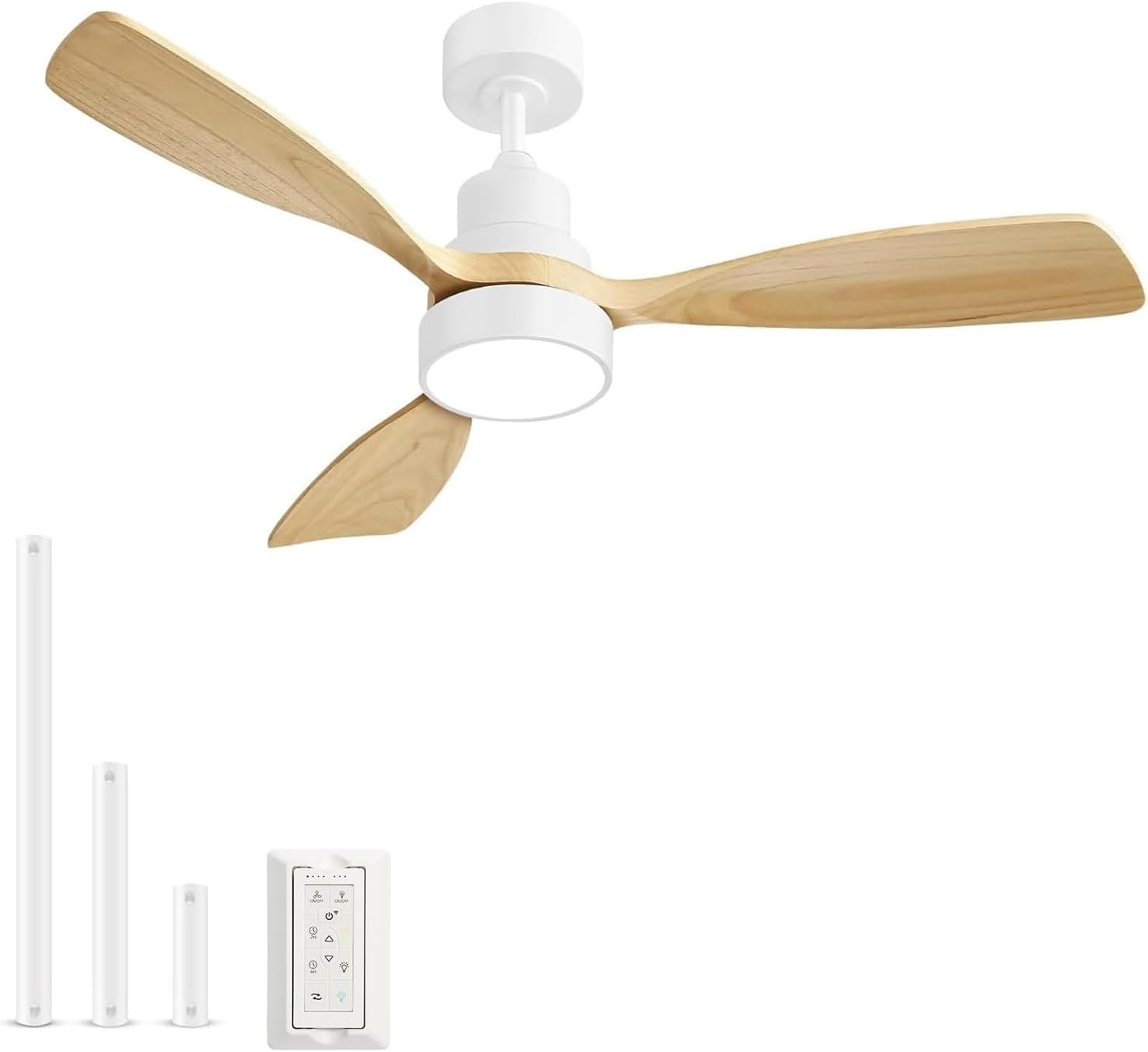 Sofucor 48" Wood Ceiling Fan with Light and Remote Control