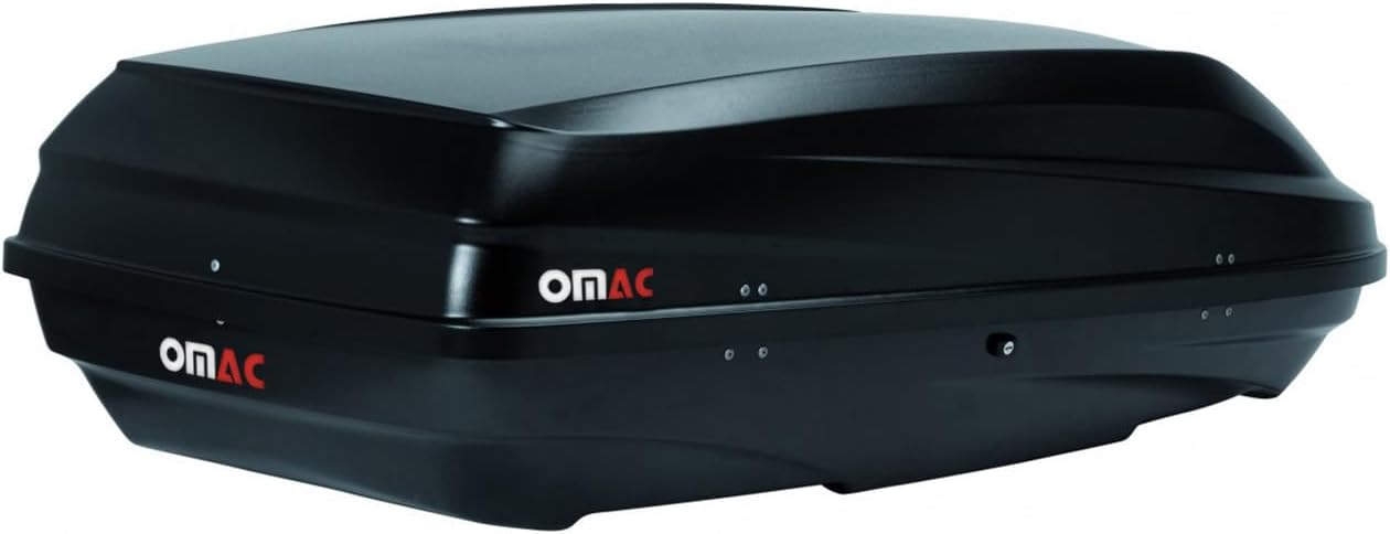 OMAC Rooftop Cargo Carrier Hard Shell, 8 Cubic Feet Cargo Box for Roof Rack, Dual-Side Opening, Waterproof Roof Box, Car Roof Carrier Hard Shell, Matt Black with Security Keys
