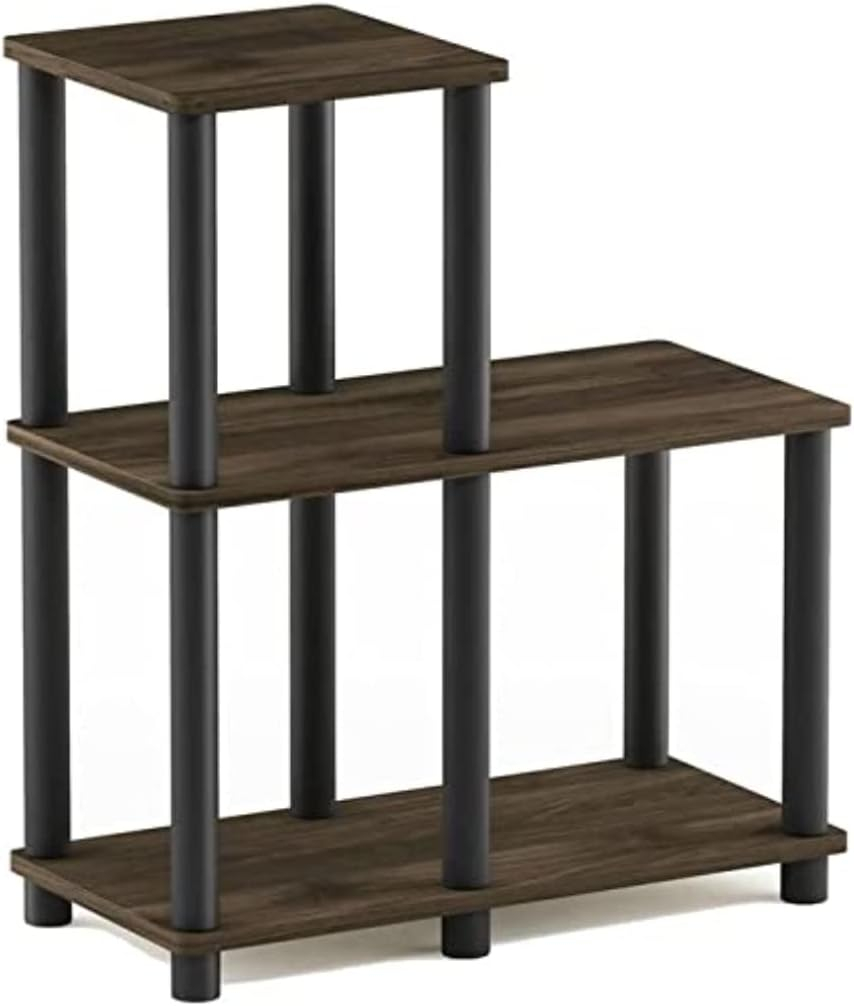 Furinno 18.9"W x 9.4"D x 19.5"H 3-Shelf Decorative Shelves, Columbia Walnut and Black