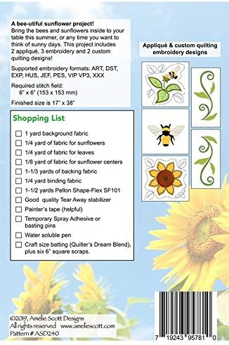 Bee-utiful Sunflower Embroidered Quilted Table Runner