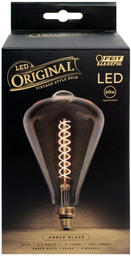 Feit Electric ST52 E26 (Medium) LED Bulb Amber 60 Watt Equivalence 1 pk