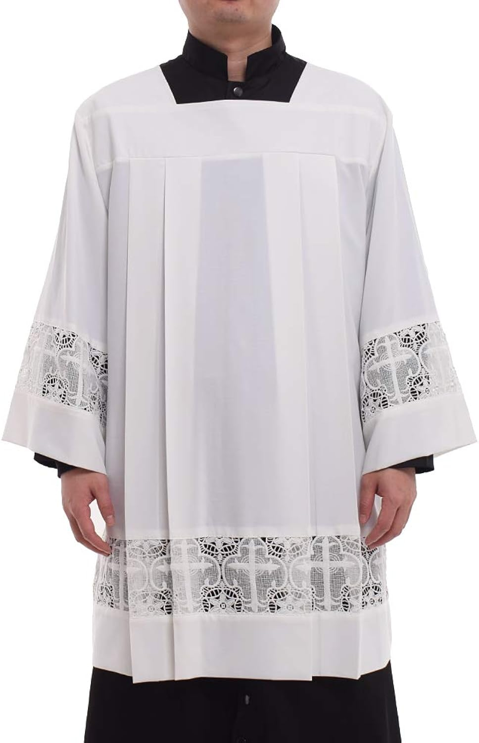 BLESSUME Catholic Pleated Lace Surplice Liturgical Cotta Vestment