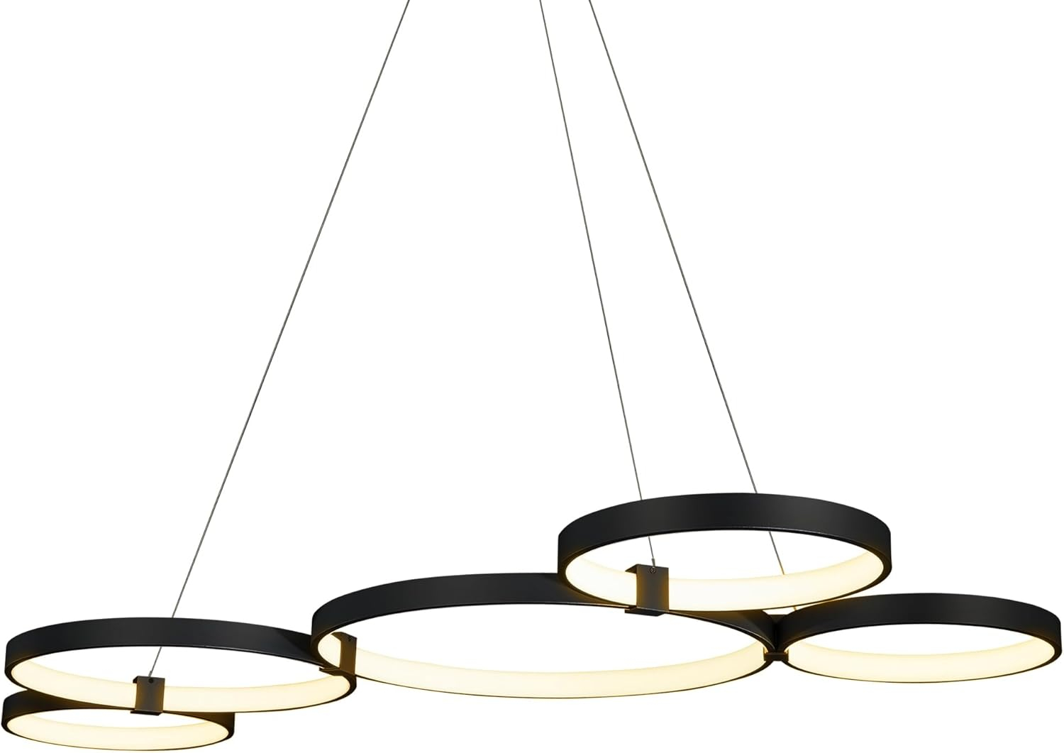 Capella 50-Inch Black Modern LED Multi-Ring Adjustable Chandelier