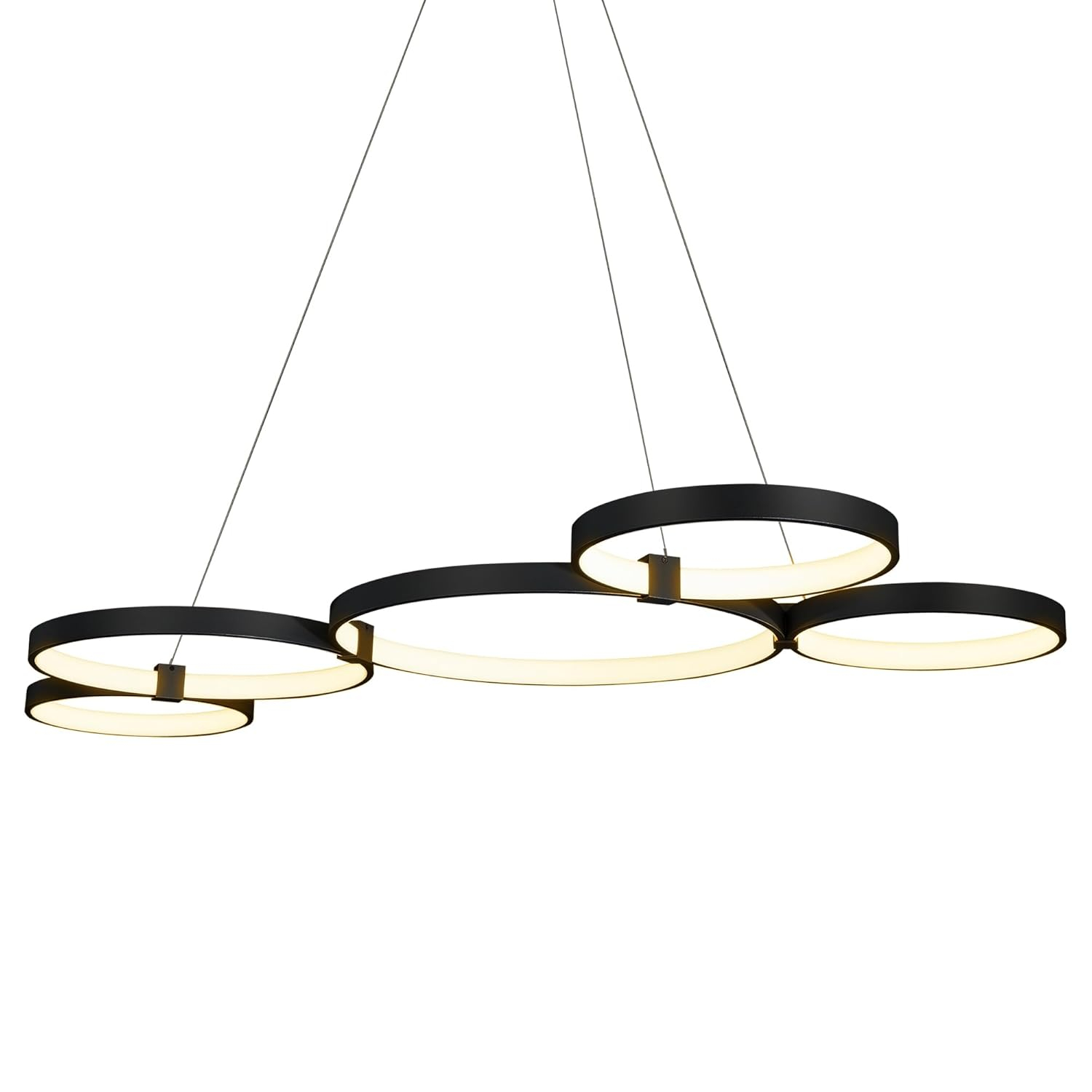 Capella 50-Inch Black Modern LED Multi-Ring Adjustable Chandelier