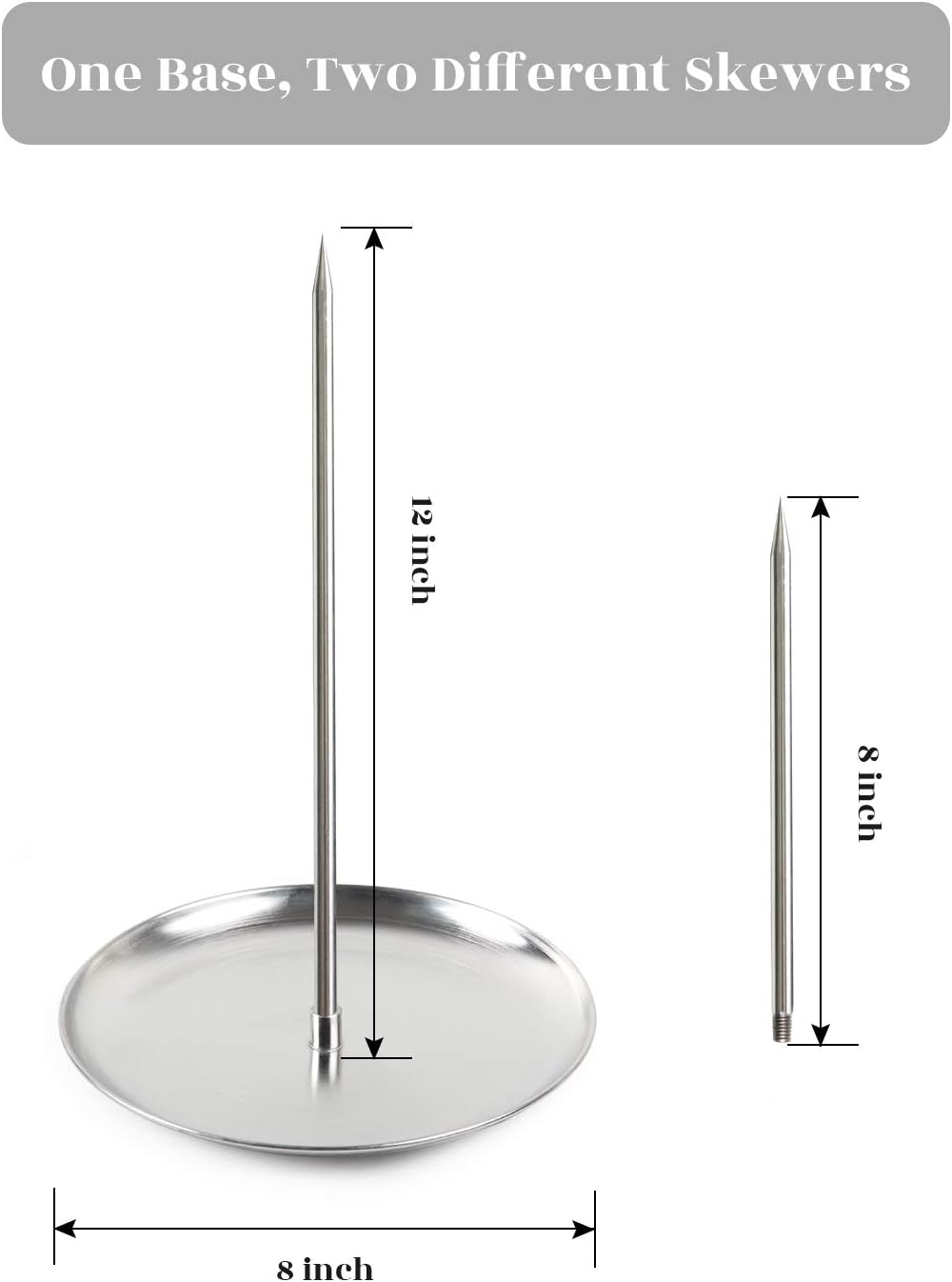 Ersvoioy Vertical Skewer Brazilian Barbecue Skewer Stand Stainless Steel Removable Grilling Meat Spit for Shawarma Kebabs Bbq Roasting Meat Steak Whole Chicken Sausage Deals of The Day Clearance