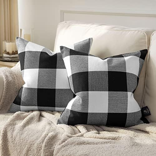 Buffalo Checker Plaids Series Cushion Square Decorative Throw Pillow Cusion for Couch, 18" x 18", Blue, 2 Pack