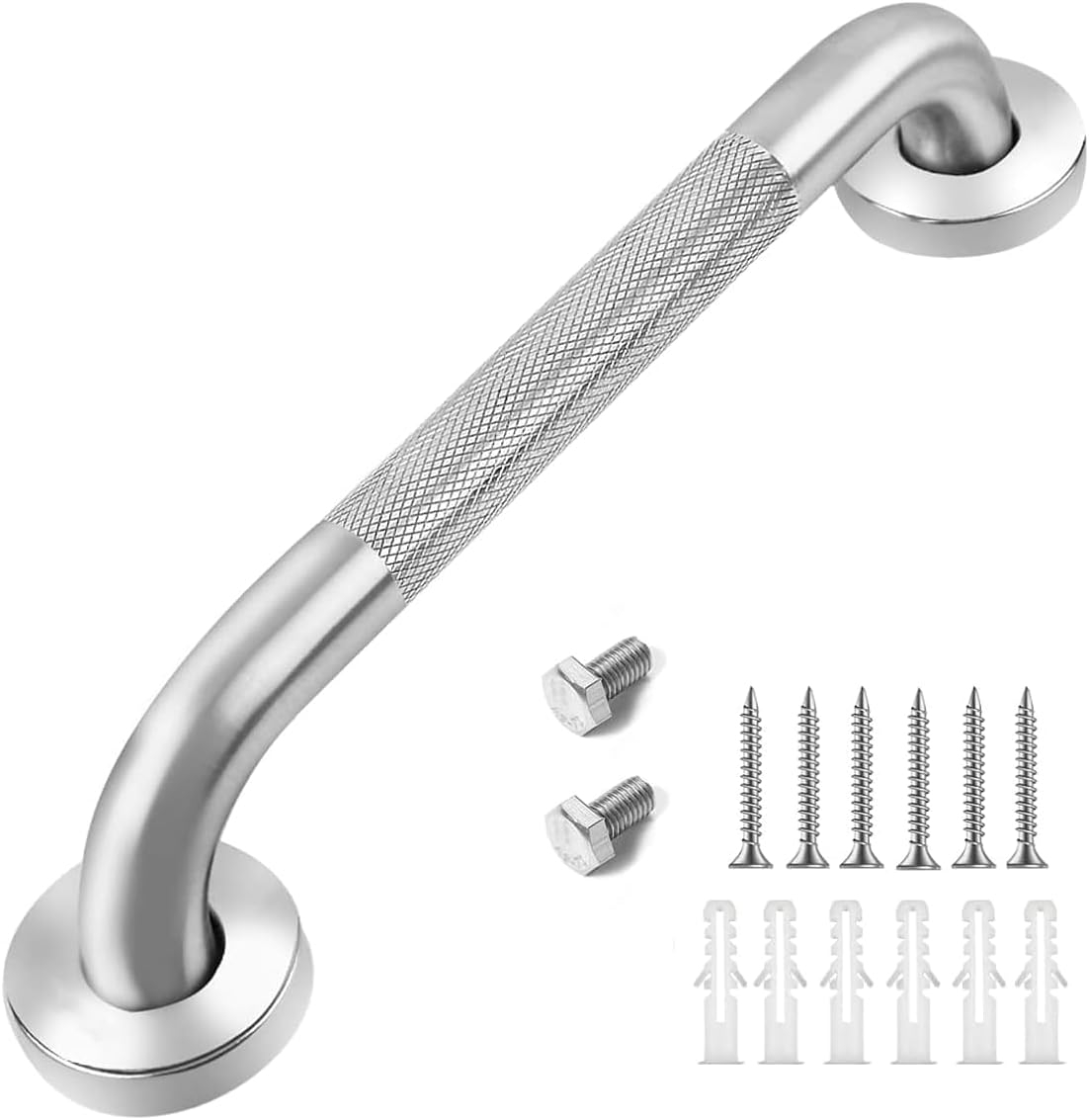 HealthLine Grab Bar for Bathroom Safety Bars Showers and Walls, Bathtub Safety Rail Shower Grab Bars Chrome Bath Handle for Elderly, Seniors, Disabled, ADA, Knurled Chrome (18 inch)