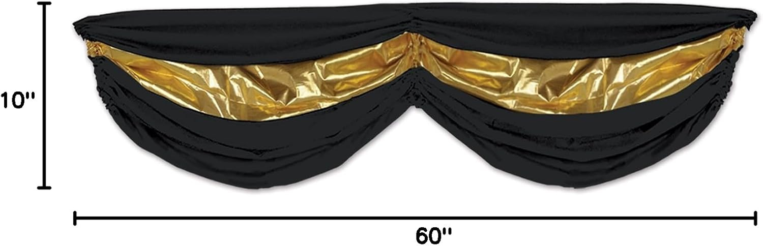 Beistle Black & Gold Fabric Bunting, 5' 10", (1/Pkg) Multicolored