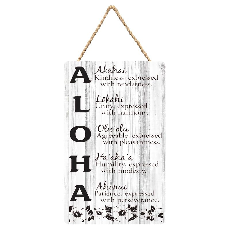 Wood Door Sign Aloha - Acronym - Hawaiian Sign Hanging Printed Wooden Plaque Decor, Wall Art Decor Home Office Door Decoration 6X12 Inch C23