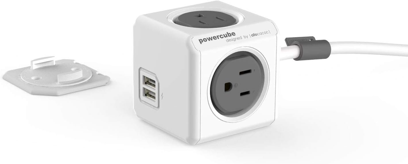Power Cube Accessory 4424GY/USORPC 4-Outlet Extended USB Power Bar 10ft Grey Electronic Consumer Electronics