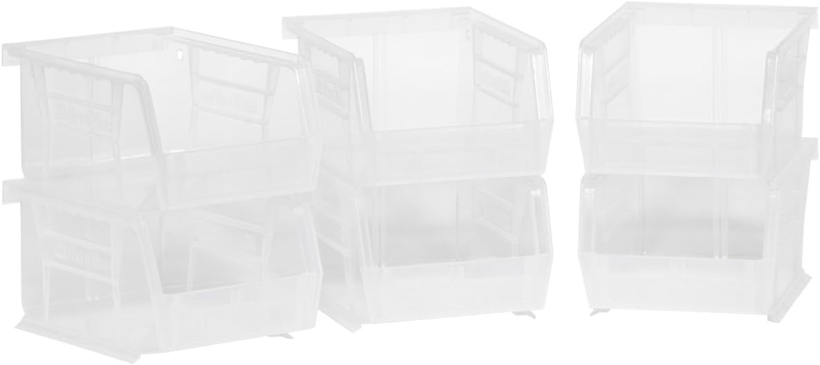 Akro-Mils Stackable Storage Bins, AkroBins Stacking Organizer, 5"x4"x3", Clear, 6-Pack